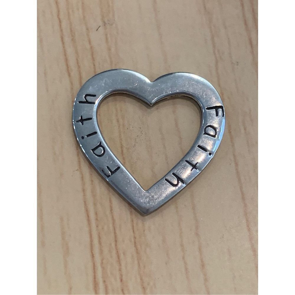 .925 Heart Faith Sterling Silver Jewelry Charm